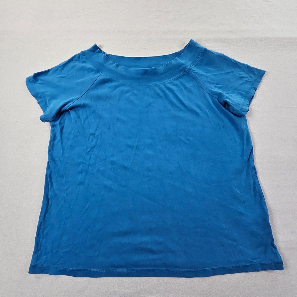Jones New York Signature Woman Blue Short Sleeve Cotton T-Shirt Women's 1X